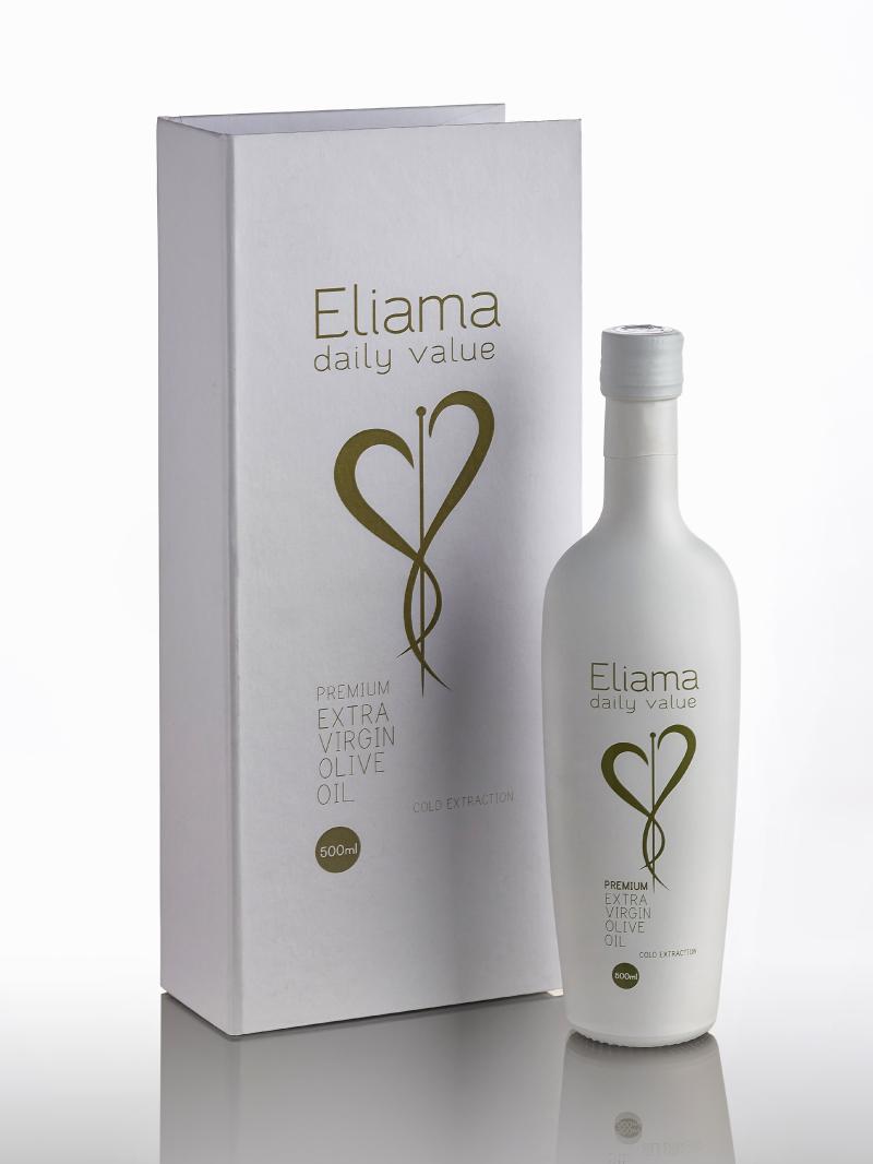 Eliama Daily Valye Olive Oil white packaging bottle